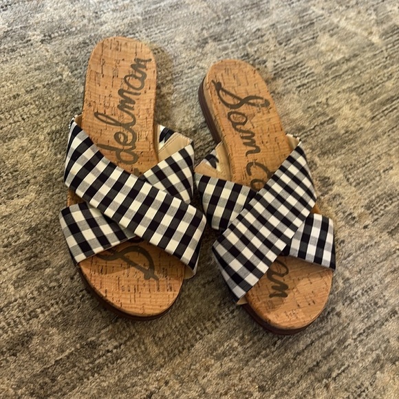 Sam Edelman Checkered Slide Sandals - women’s 8 - black and white - Picture 2 of 7